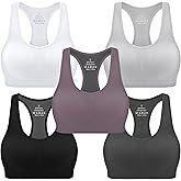 MIRITY Women Racerback Sports Bras - High Impact Workout Gym Activewear Bra Pack of 5