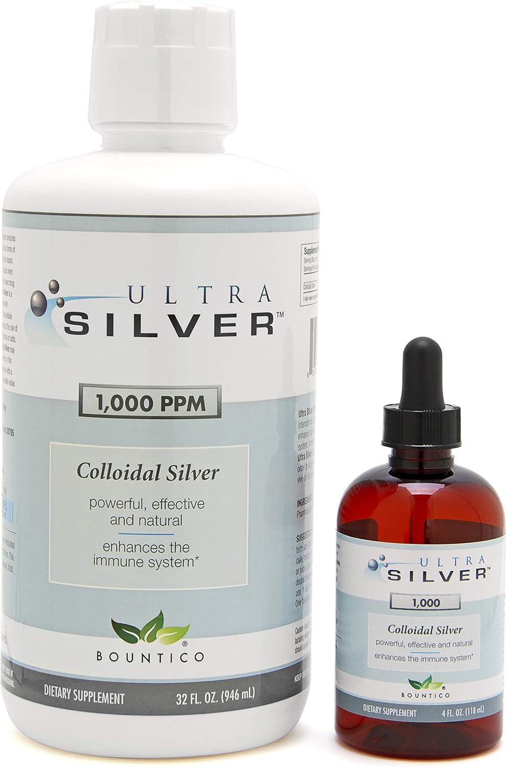 Ultra Silver® Colloidal Silver | 1,000 PPM, 32 Oz (946mL) | Mineral Supplement | True Colloidal Silver - 4 oz Dropper Bottle (Empty) Included for Dispensing!: Health & Personal Care