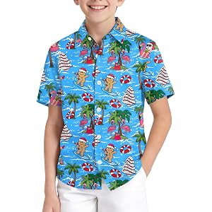 SWTJIC Hawaiian Shirt Boys Short Sleeve Button Down Tshirts 5-14 T | Children,Hawaiian, Vintage 80s 90s Disco Clothes, 4th of