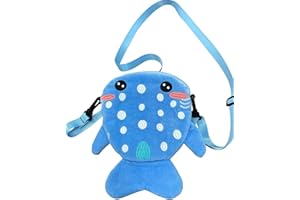 MKOOKM Whale Shark Crossbody Bag – Ocean Plush Blue Purse – Cute Sea Creature Coin Bag – Travel Sling Bag – Stuffed Animal Toy Whale Shark Lovers