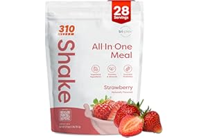 310 Nutrition All-In-One Meal Replacement Shake Powder - Plant-Based Protein Smoothie Blend w/High Fiber, Probiotics & Adaptogens - Low Carb, Vegan, Keto & Paleo Friendly - Strawberry - 28 Srv