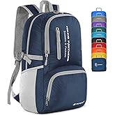 ZOMAKE Lightweight Packable Backpack, 35L Light Foldable Hiking Backpacks Water Resistant Collapsible Daypack for Travel(Navy Blue)