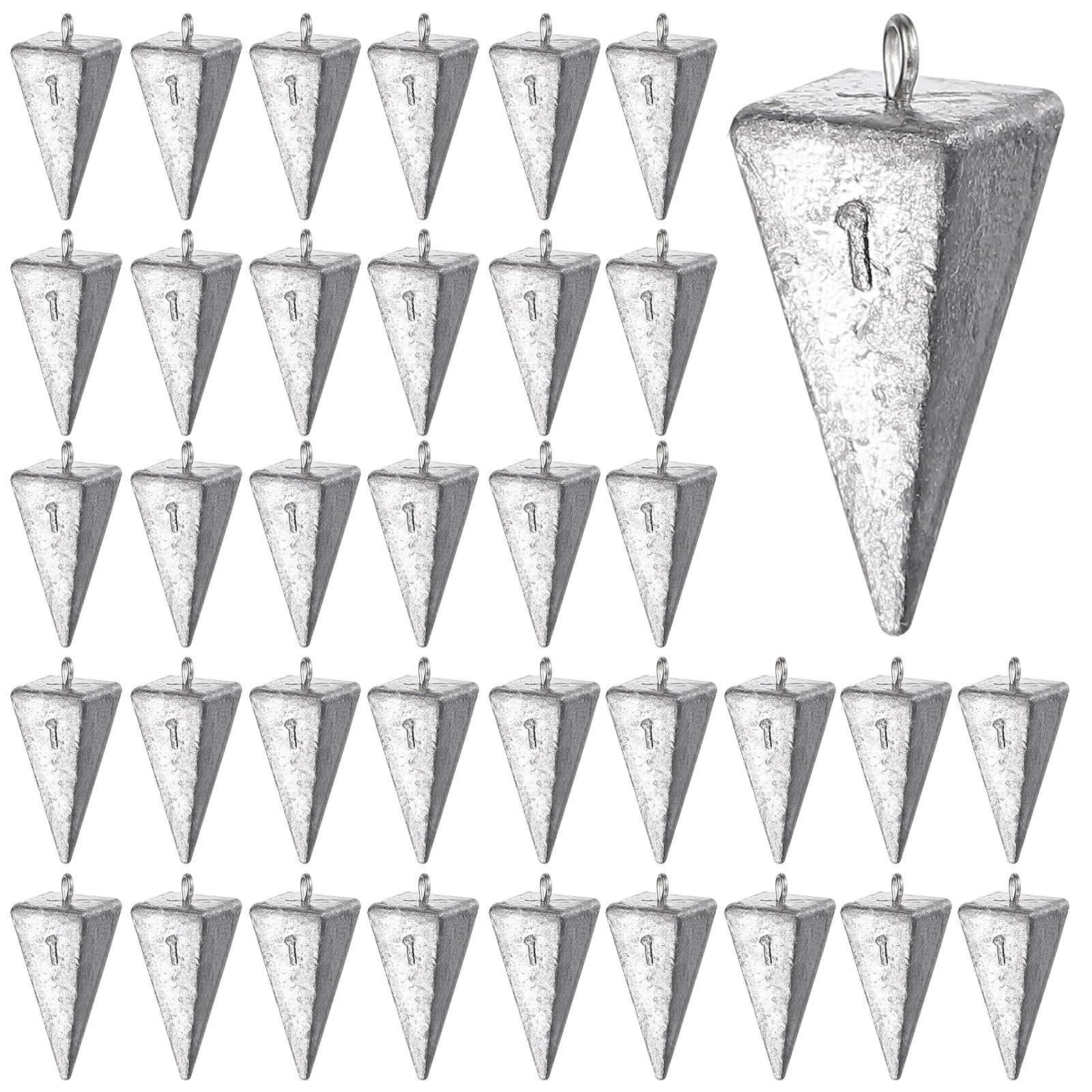Photo 1 of Leyndo 36 Pcs 1oz Pyramid Sinkers Fishing Weights Saltwater Fishing Weights Sinkers Fishing Gear Tackles for Ocean Saltwater Surf