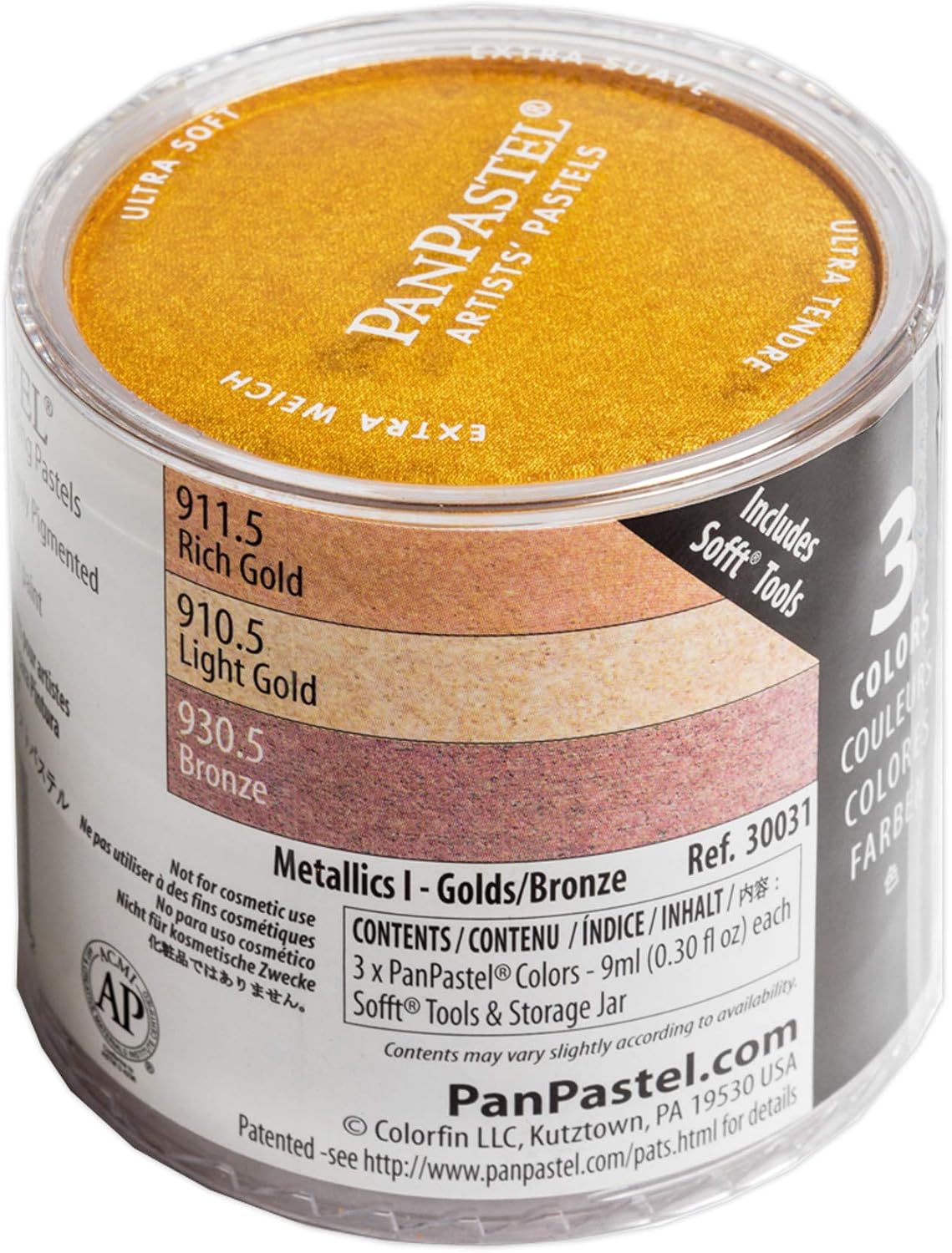 PanPastel Set of 3 Pastel Paints Set de 3 couleurs Métalliques I, 1 count (Pack of 3)