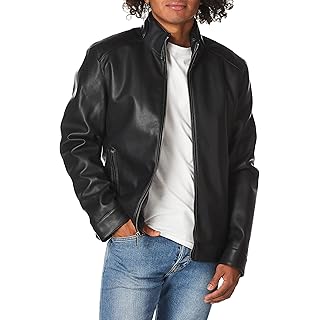 Cole Haan Signature Men's Zip Front Faux Leather Moto Jacket