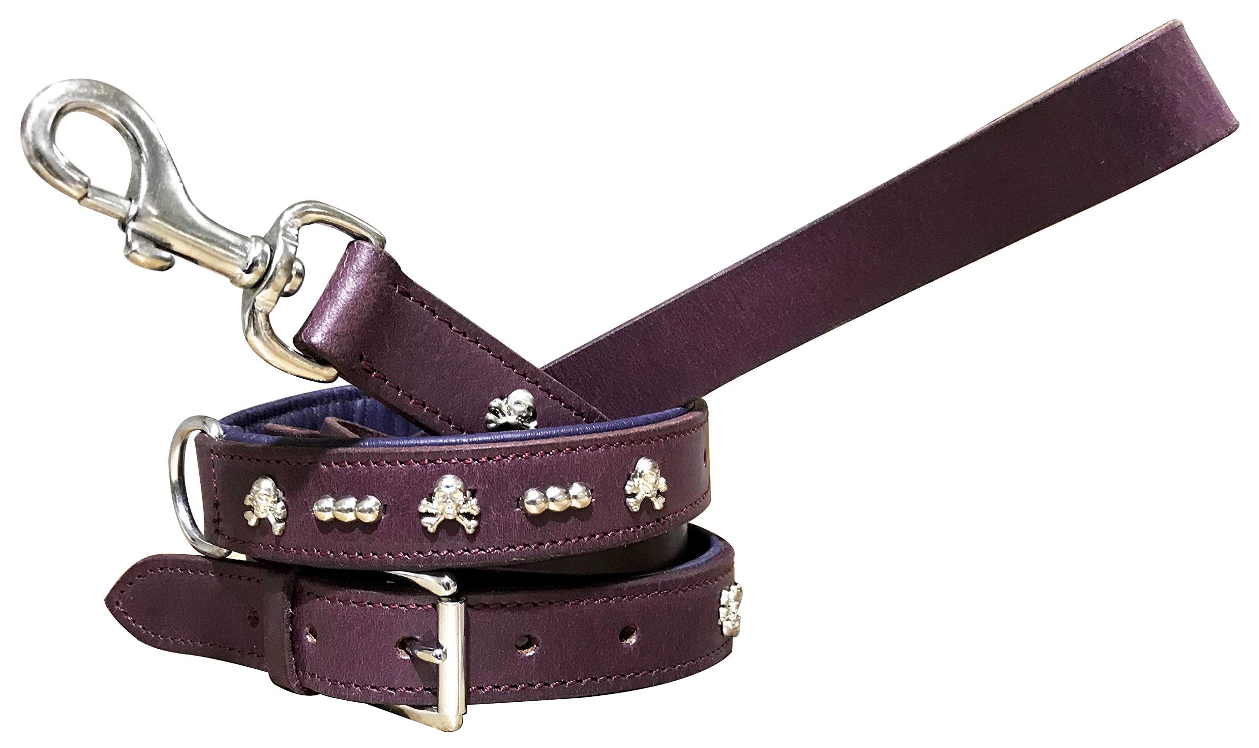 BRADLEY CROMPTON Genuine Leather Matching Pair Dog Collar and Lead Set M