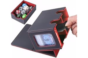 AFIING Card Deck Box for MTG Commande Display,Double Deck Box With Dice Tray,Fits200+ Sleeved Trading Cards,Card Case Storage Box for Magic The Gathering Sports Playing Cards (Black&Red)
