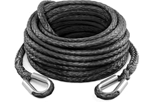 Kolvoii Winch Rope Extension 1/4 Inch x 50Ft 10,000 Lbs, Synthetic Winch Extension Cable Line for Off Road Vehicle ATV UTV et