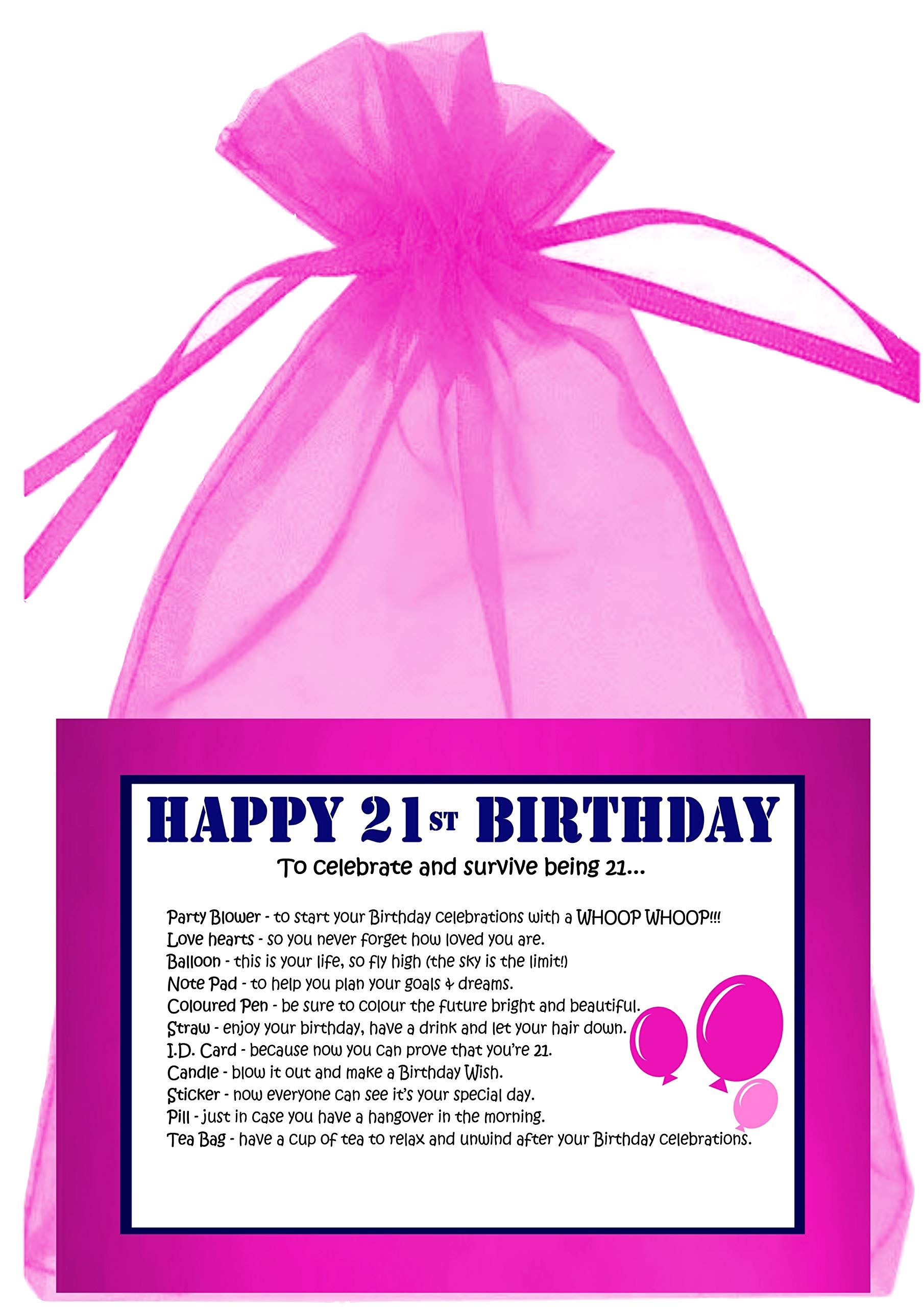 WISHES CAN COME TRUE 21st BIRTHDAY SURVIVAL KIT PINK