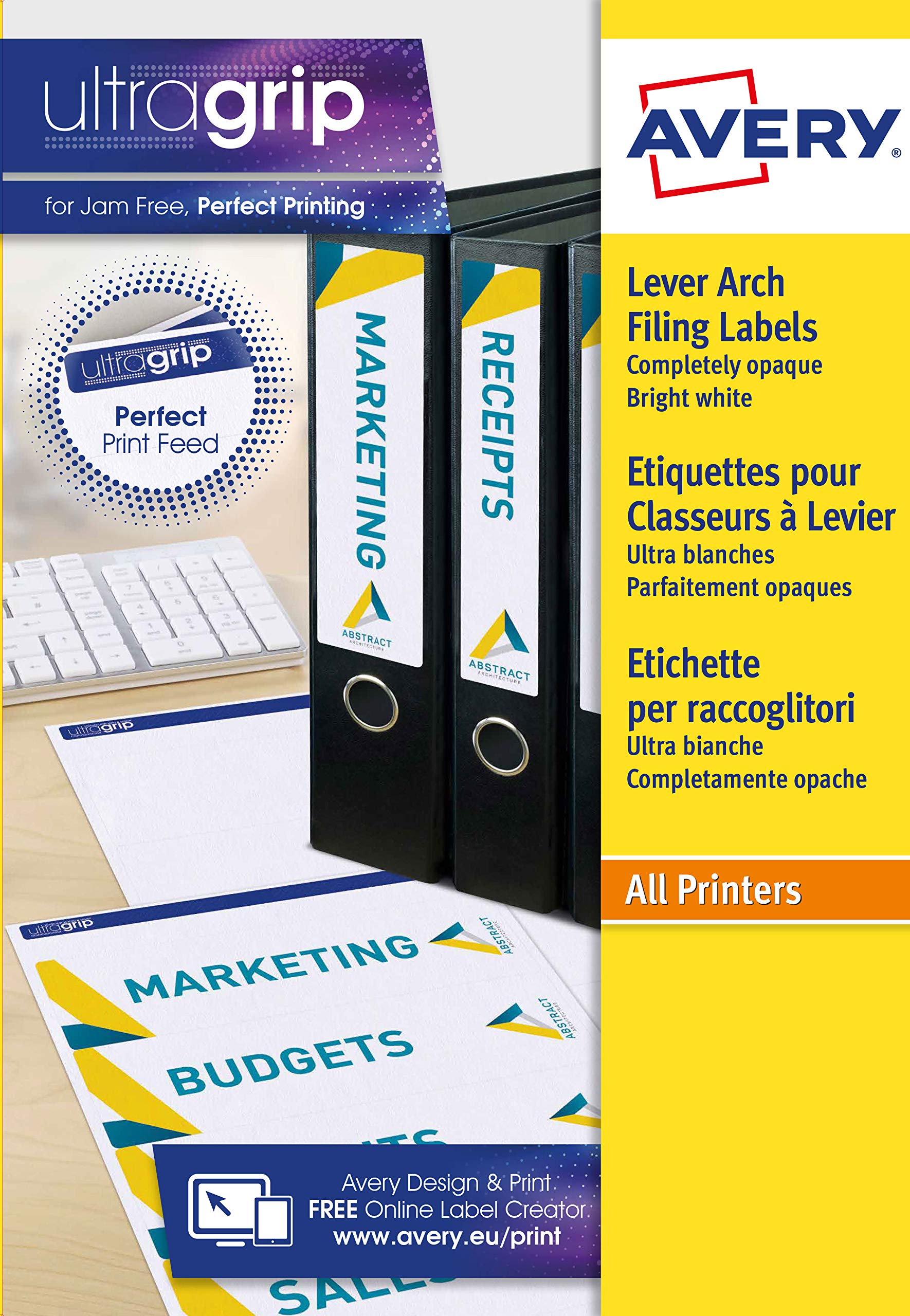 Avery L4760-25 175x Spine Labels for Ring Binders 192 x 38 mm White for Laser Printers