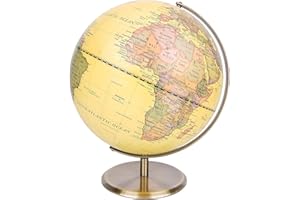 Exerz 30cm World Globe Antique Globe Metal Arc and Base Bronzed colour – Large rotating globe - Educational/Geographic/Modern