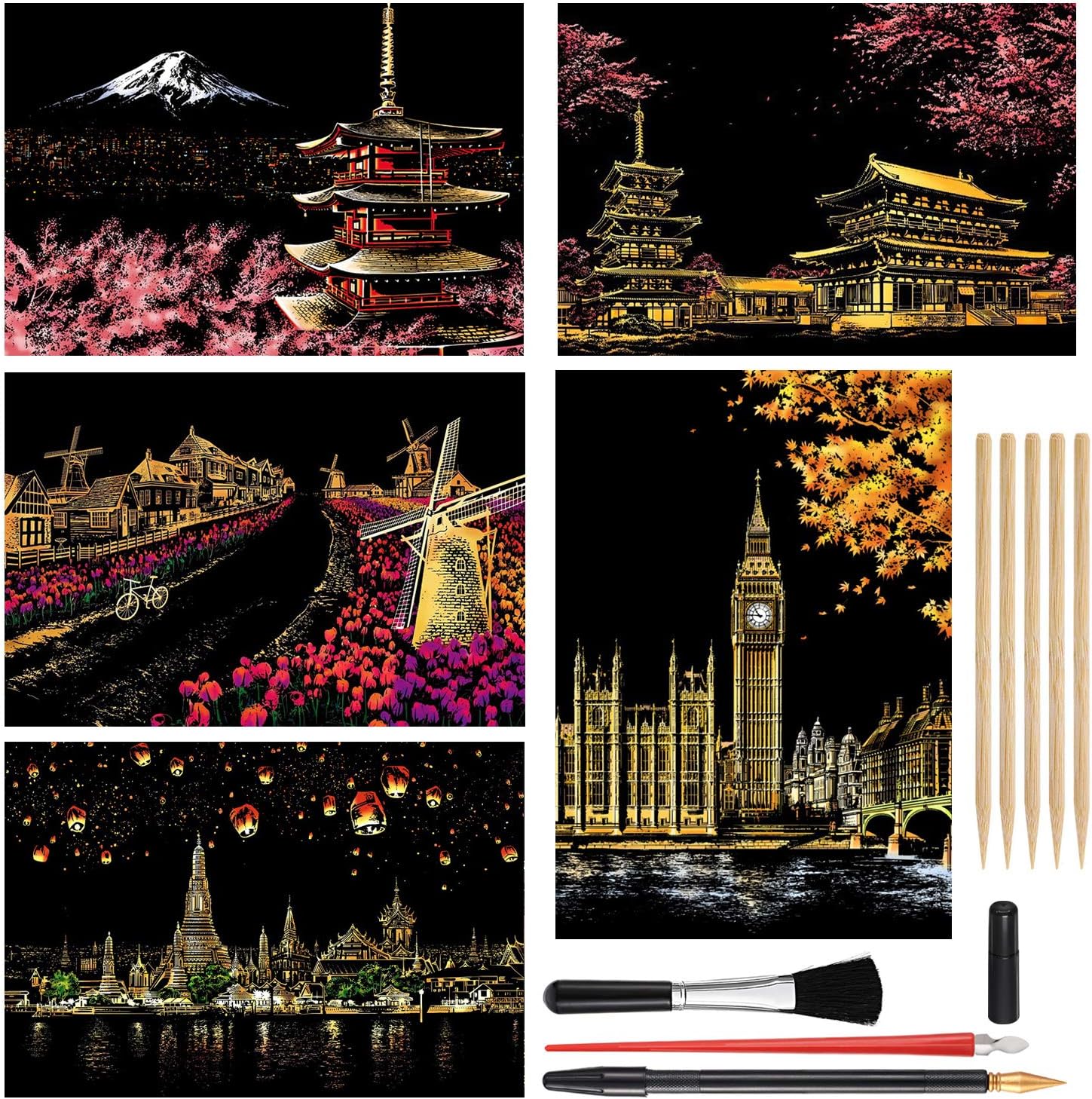 Scratch Painting Kits, Craft Art Set for Adults & Kids, Rainbow Scratch