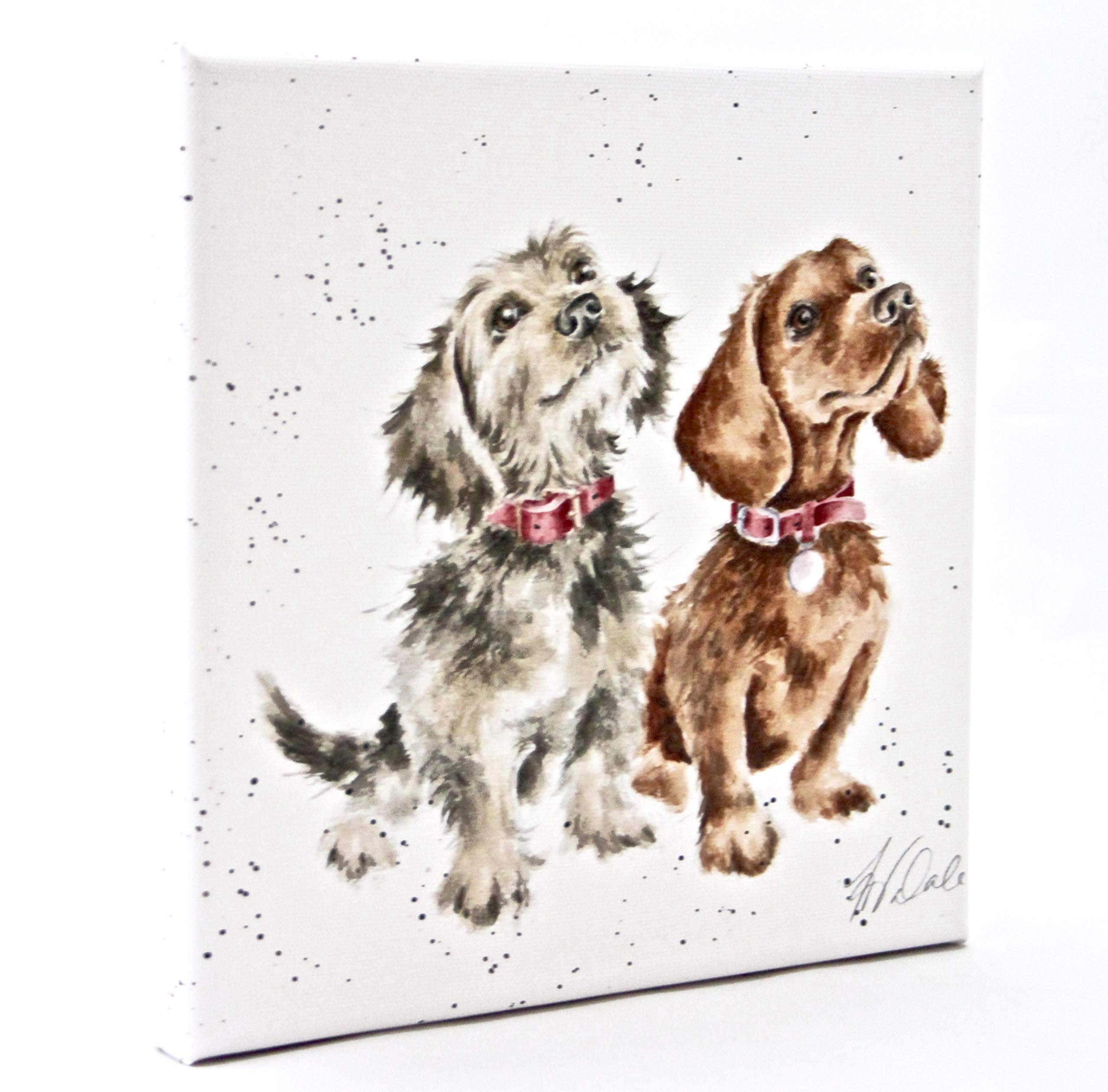 Wrendale Designs Dog Print on White Square Canvas 20 Centimetre "Treat Time"
