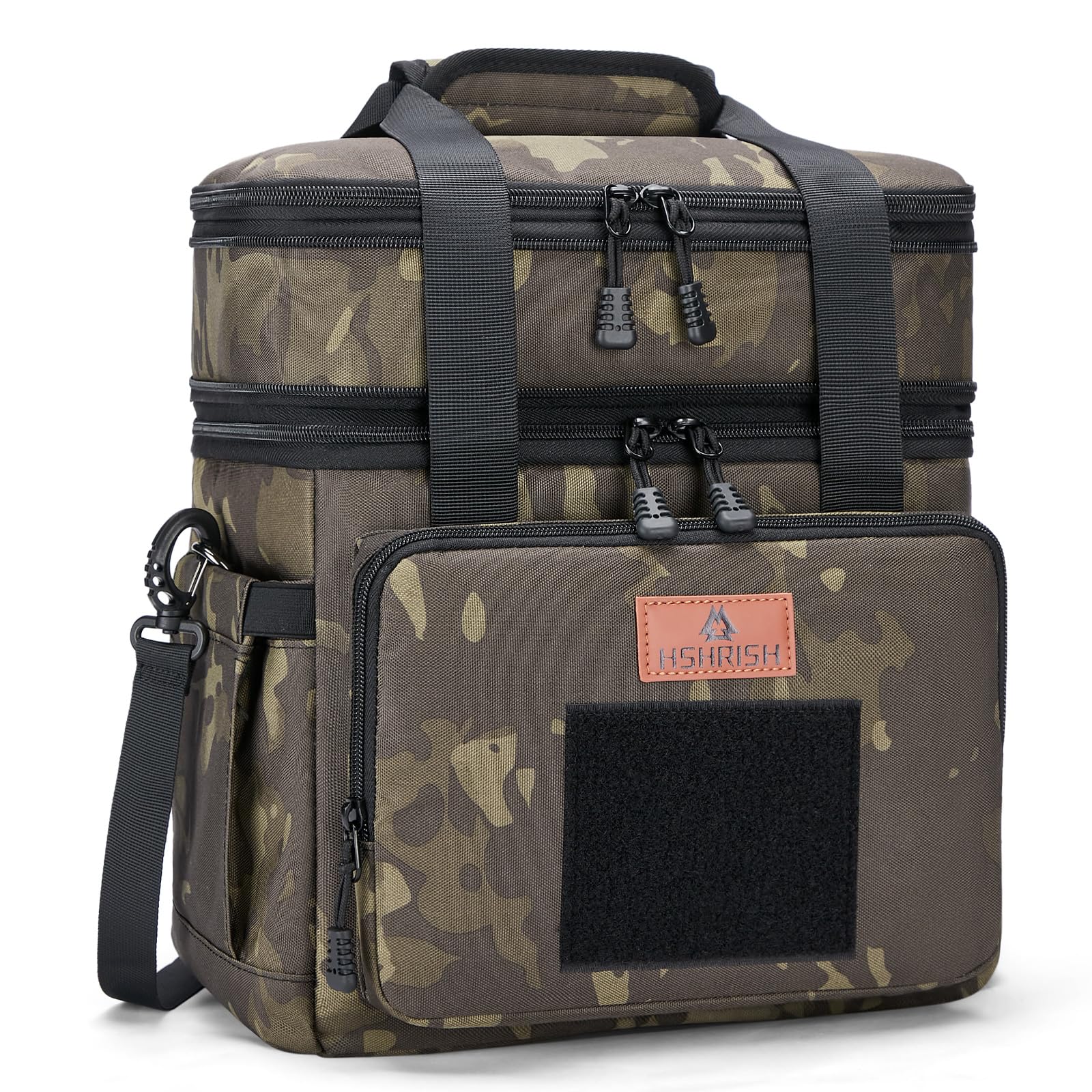 HSHRISH Lunch Bag Large Lunch Bag for Men, Double Layer Insulated Large Tactical Cooler Bag for Men Adults Waterproof Leakproof Durable Lunch Bog for Work Picnic Camping Day Trips, 16L Black camo — image 1