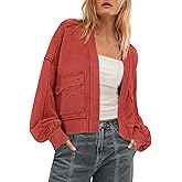 Nirovien Womens Sweatshirt Cardigan Open Front Oversized Sweatshirt Drop Shoulder Long Sleeve Jackets with Pockets