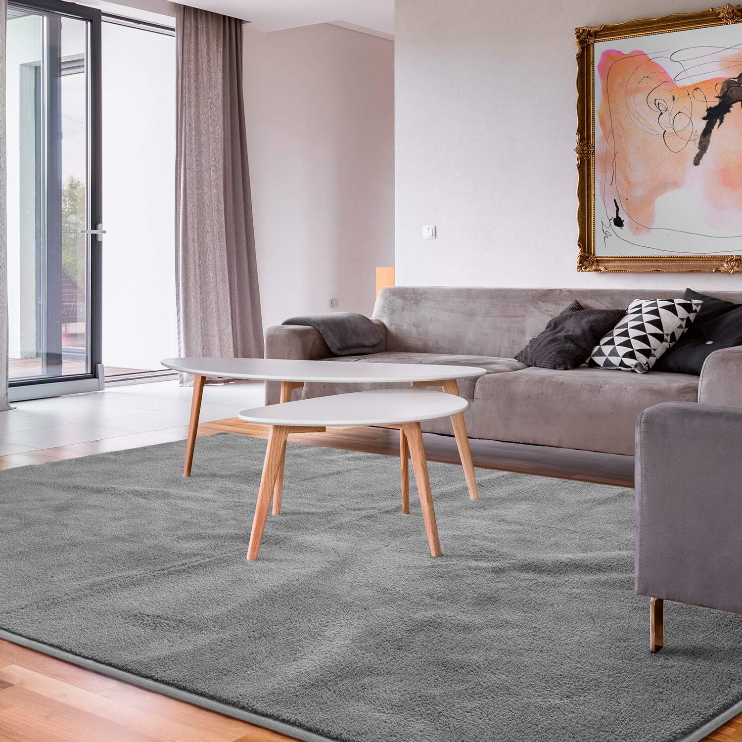 Delxo Ultra Soft Indoor Morden Shaggy Area Rugs, Fashion Color Living Room Carpets,Area Rugs for Home Decorate,4'x6'(Grey)