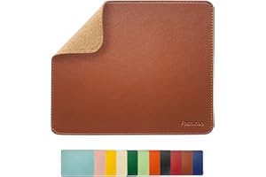 Fosmihao Leather Mouse Pad - Wood Mouse Pad, Double Side Mouse Pad with Stitched Edge, Waterproof Ultra Thin Mouse Pad for Co
