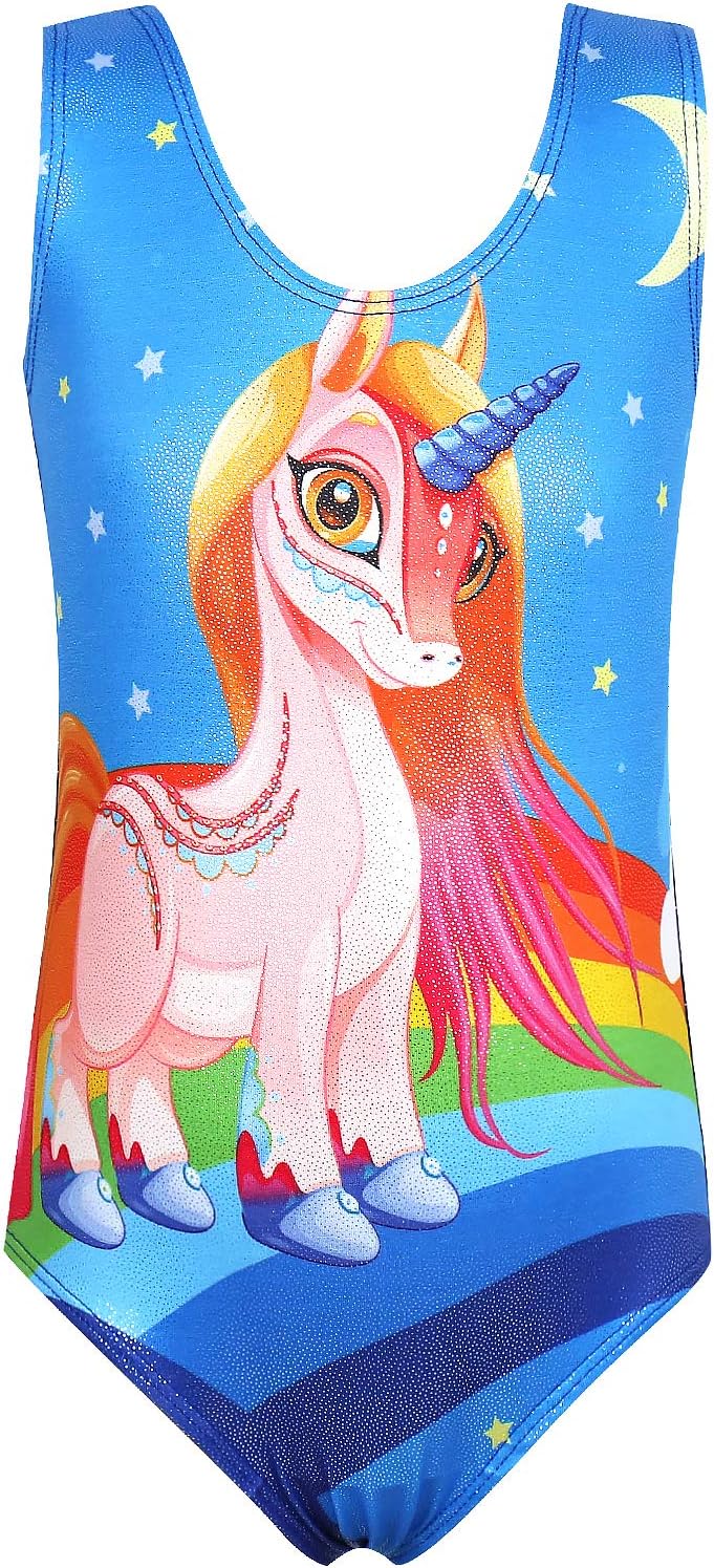 Leotard for Girls Gymnastics Unicorn Sparkle Pink Purple Unitards Ballet Dancing Biketards Rainbow Clouds 3-8 Years