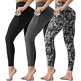 3 Pack Leggings with Pockets for Women,Butt Lift High Waisted Tummy Control Workout Yoga Pants Reg & Plus Size