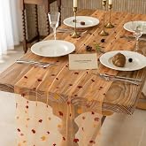 Keketoarrange Fall Maple Leaves Table Runner 120 Inch | Gauze Sheer Tulle Runner | Ideal for Thanksgiving, Autumn Harvest & F