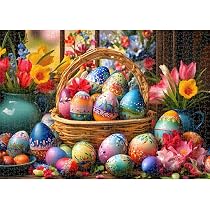 PICKFORU Easter Eggs & Blooms 1000 Piece Jigsaw Puzzle For Adults - Floral Spring Holiday Puzzle - View #5