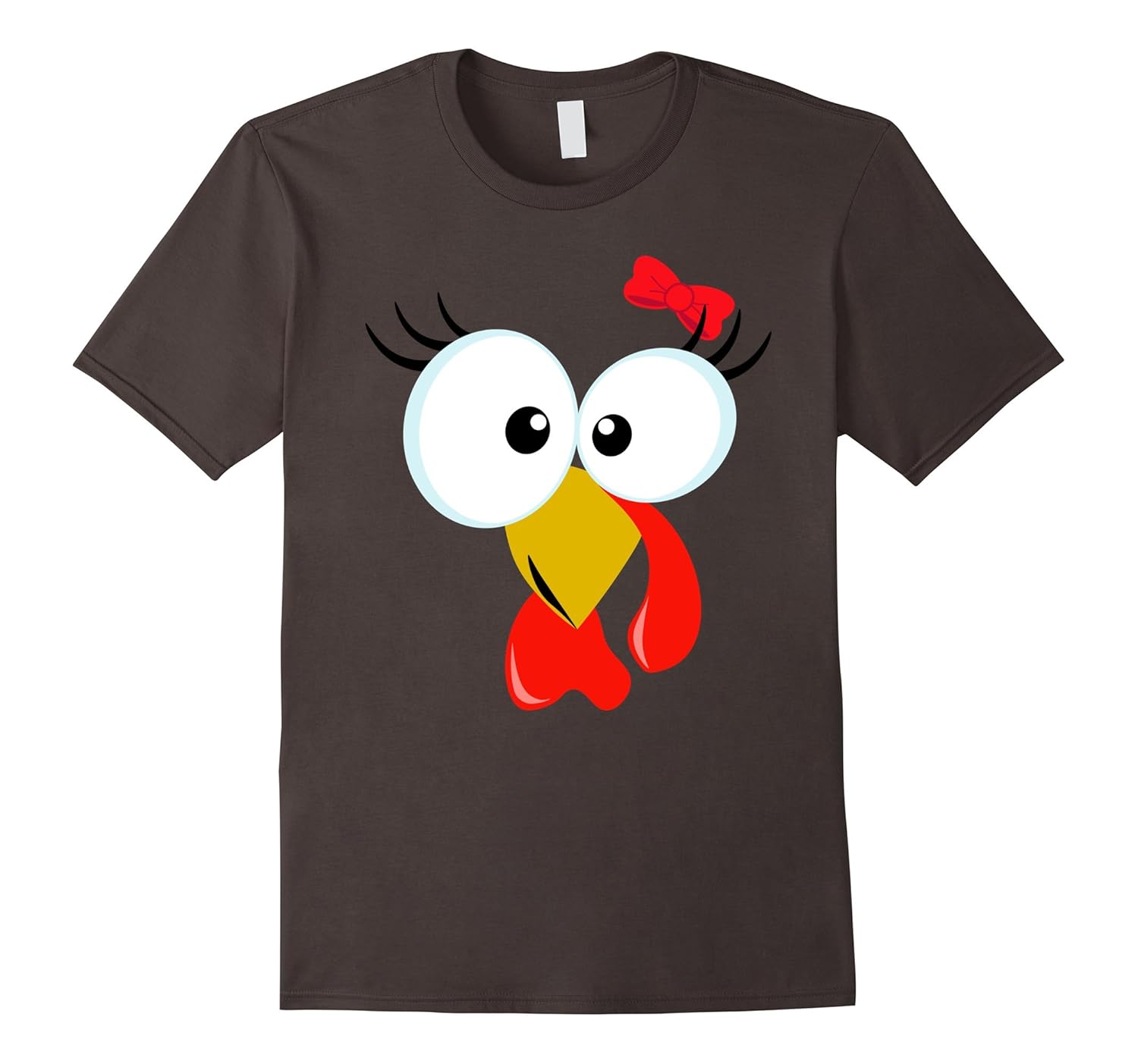 Funny Thanksgiving Turkey Face T-Shirt (for Girls Red Bow)-ANZ