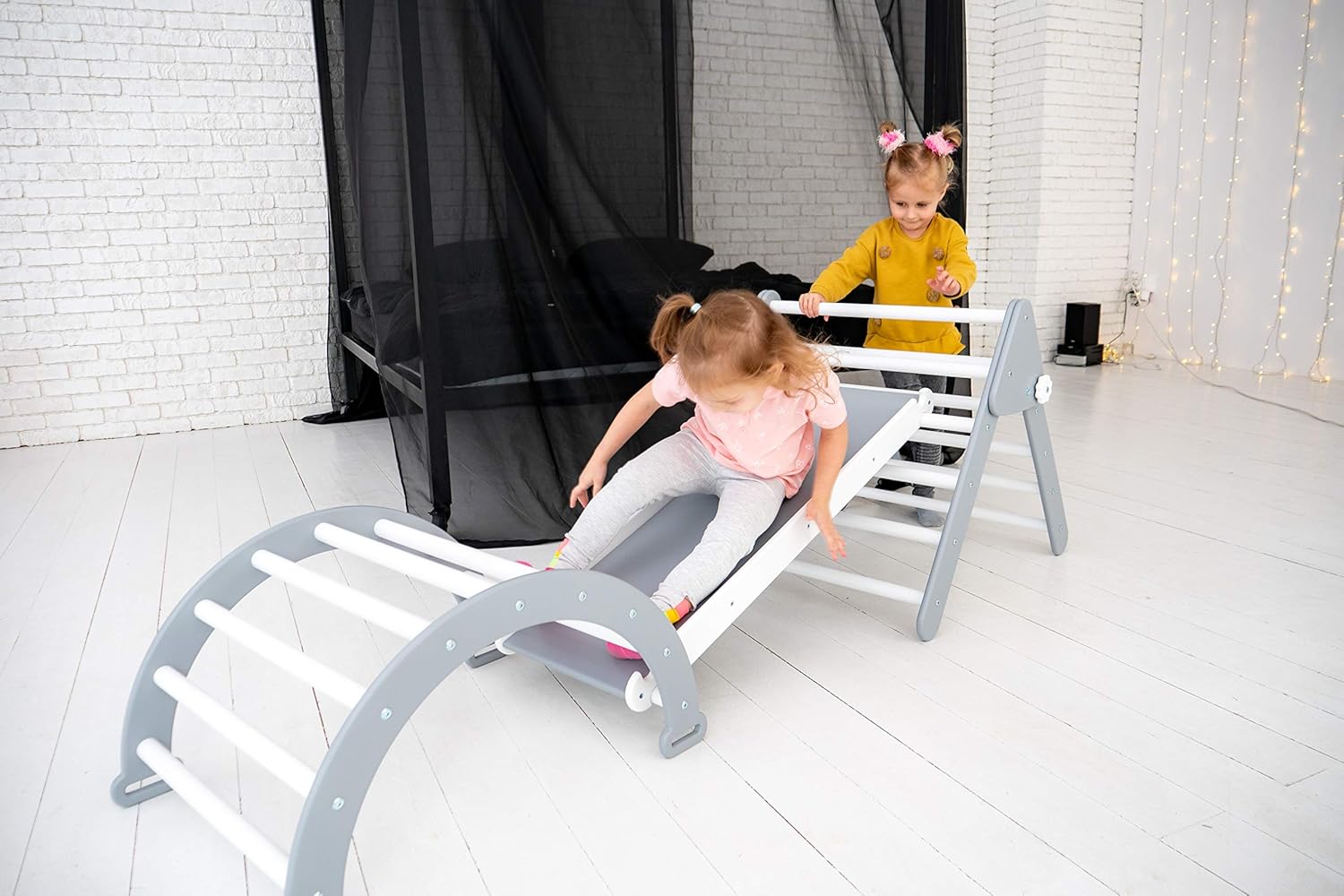 wooden baby climbing frame