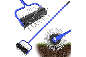 ANSGERY Lawn Aerator Roller,Manual Aerator Tool,Heavy Duty Lawn Spike Aerator Roller with 54 Spikes,79" Adjustable Handle Manual Push Aerator Lawn Tool,Lawn Aeration for Lawn Care & Soil Penetrat