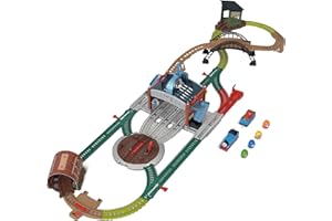 Thomas & Friends Toy Train Playset by Fisher-Price, Load & Launch Barrel Delivery with Classic Motorized Engine & Cargo Car, 18 Feet of Track