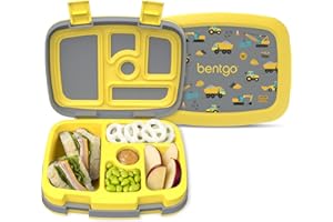 Bentgo Kids Prints Leak-Proof, 5-Compartment Bento-Style Kids Lunch Box - Ideal Portion Sizes for Ages 3-7, Durable, Drop-Pro