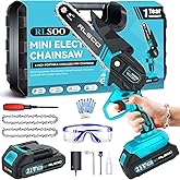 RLSOO Mini Chainsaw 6 Inch Cordless, Battery Powered Electric Handheld saw, Tree Trimmer Wood Branch Cutter for Household and Garden,Christmas Gifts for Woman, Seniors, Beginners, Seasoned Pros