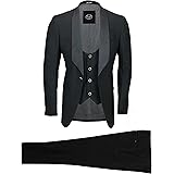Mens 3 Piece Wedding Suit Black Shawl Lapel Tailored Fit Dinner Tux Jacket Waistcoat Trousers