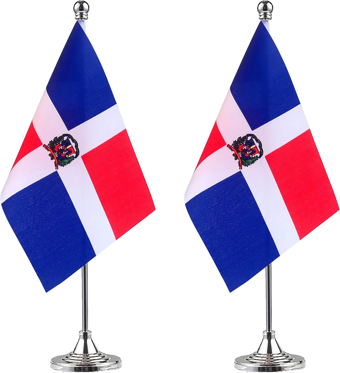 WEITBF Dominica Desk Flag Small Mini Dominican Office Table Flag with Stand Base,Dominican Themed Party Decorations Celebration Event,2 Pack: Garden & Outdoor