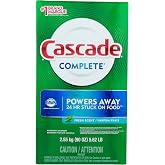 Cascade Complete Powder, Fresh Scent, Cascade Dishwashing Powder, Cascade 90 oz with Bonus Cascade Platinum Dishwasher Cleaner 3 Count Pod