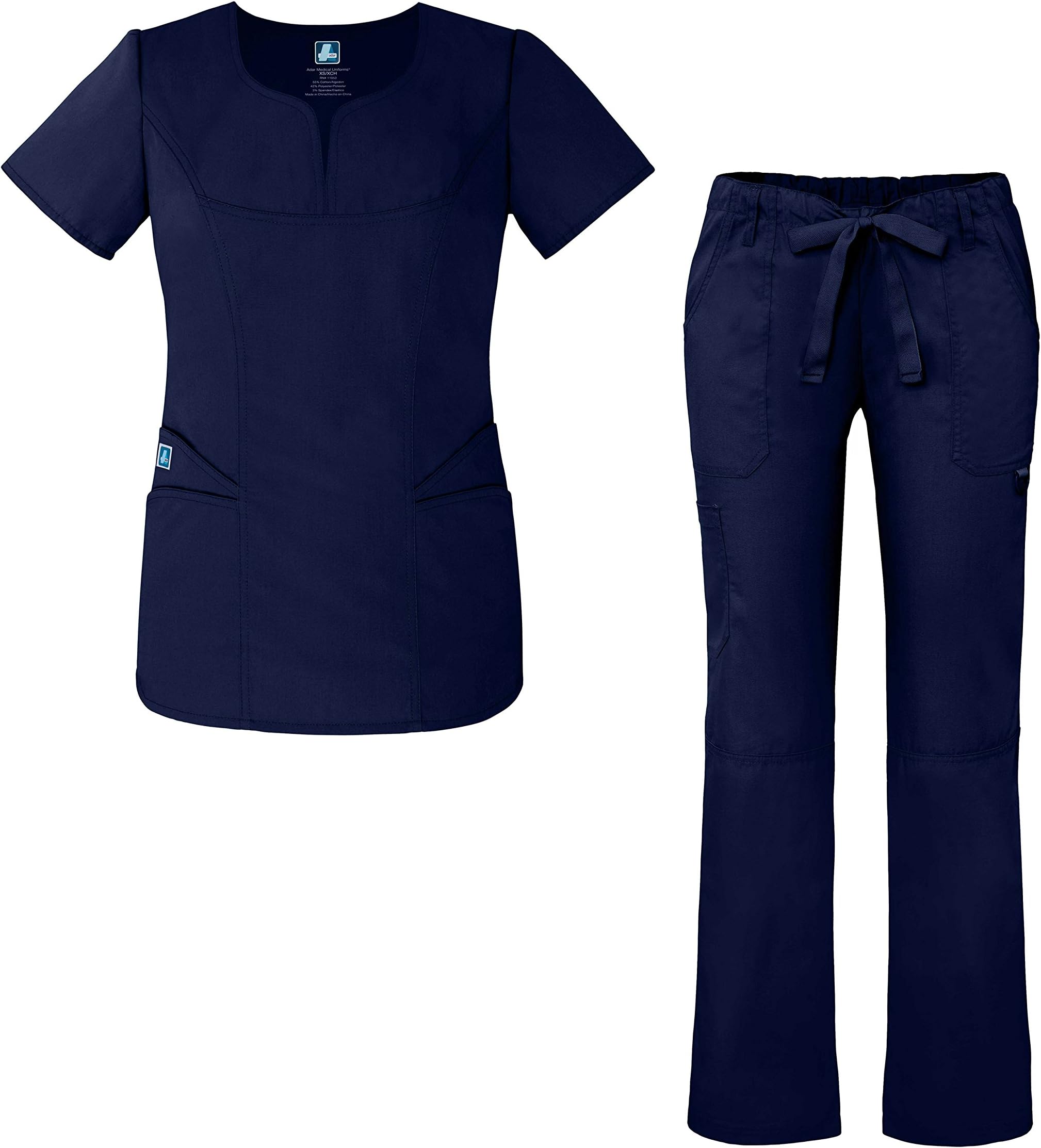 Adar Universal Women's Scrub Set â€“ Fashion Scrub Top and Multi-Pocket Scrub Pants