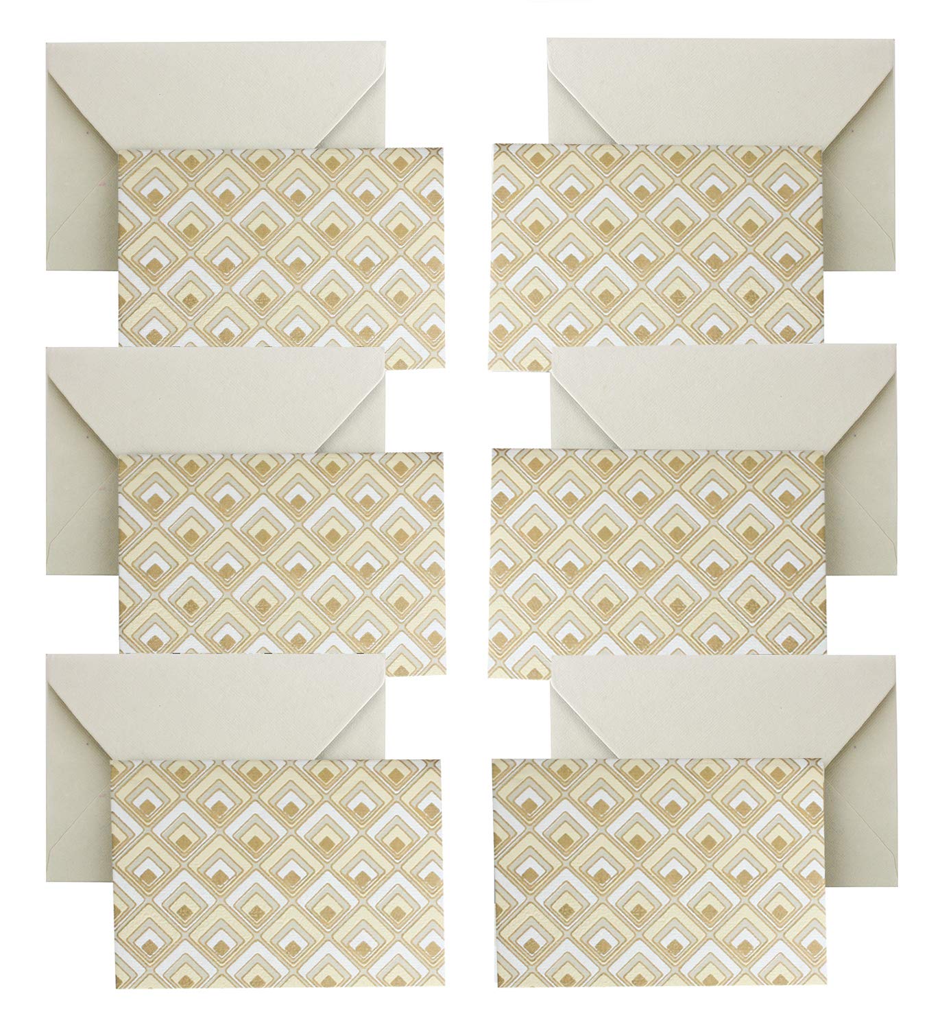 Emartbuy Pack of 6 Handmade Paper Money Envelopes With Notecard 9 x 13 cm Gold