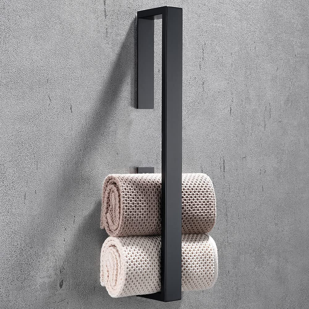 Melairy Towel Rail Self Adhesive 304 Stainless Steel Black Finish Bathroom Towel Bar Rack Towel Holder Without Drilling 40CM