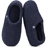 HomeTop Women's Fuzzy Curly Fur Memory Foam Loafer Slippers with Polar Fleece Lining