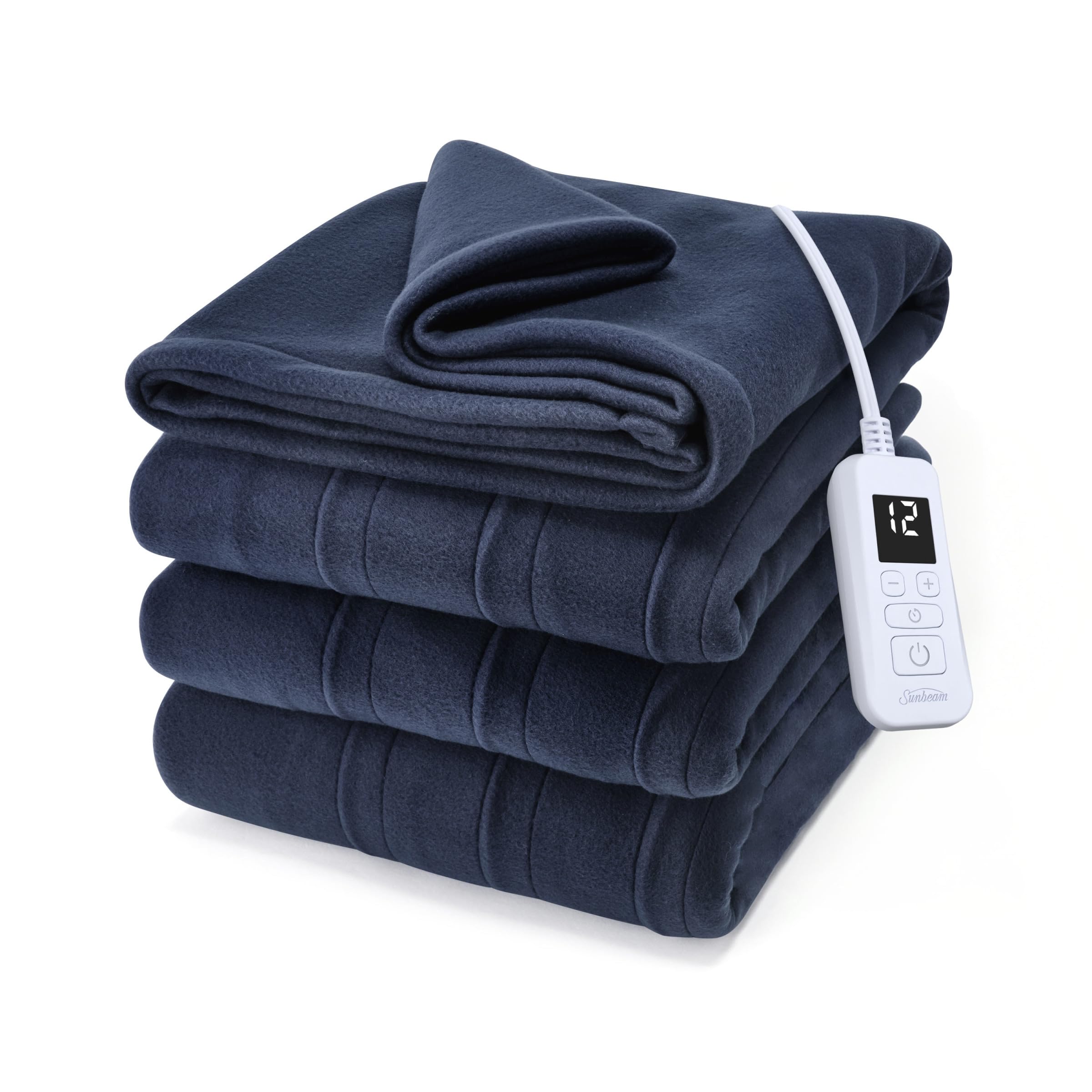 Photo 1 of *UNTESTED*
Sunbeam Royal Ultra Fleece Heated Electric Blanket Full Size, 84" x 72", 12 Heat Settings, 12-Hour Selectable Auto Shut-Off, Fast Heating, Machine Washable, Warm and Cozy, Indigo