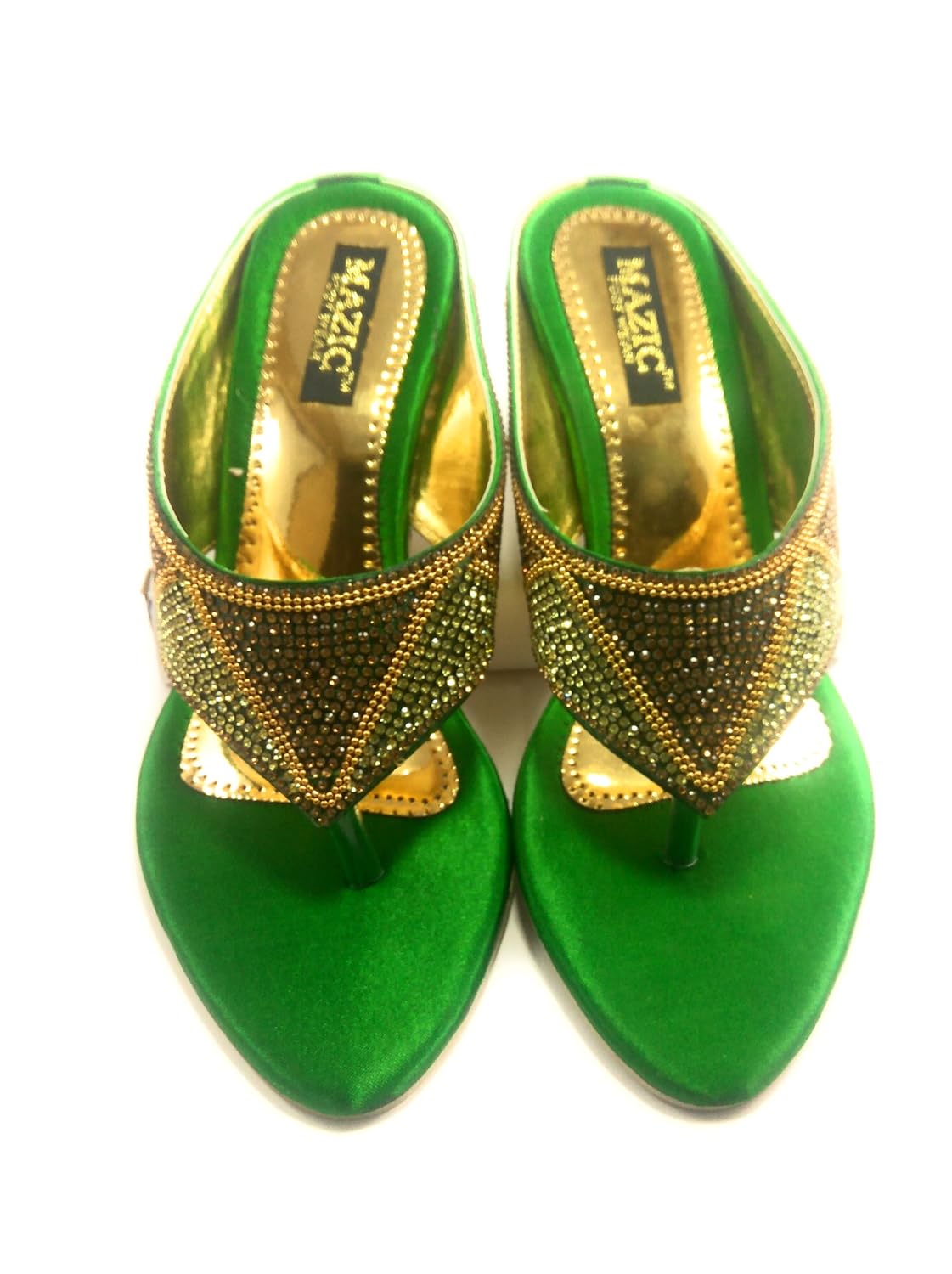 like india women's fancy green colour chappal