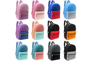 MODA WEST 24-Pack 17" Two-Tone Backpacks for Kids - Bookbags in Bulk for Elementary, Middle, and High School Students, 12 Assorted Colors