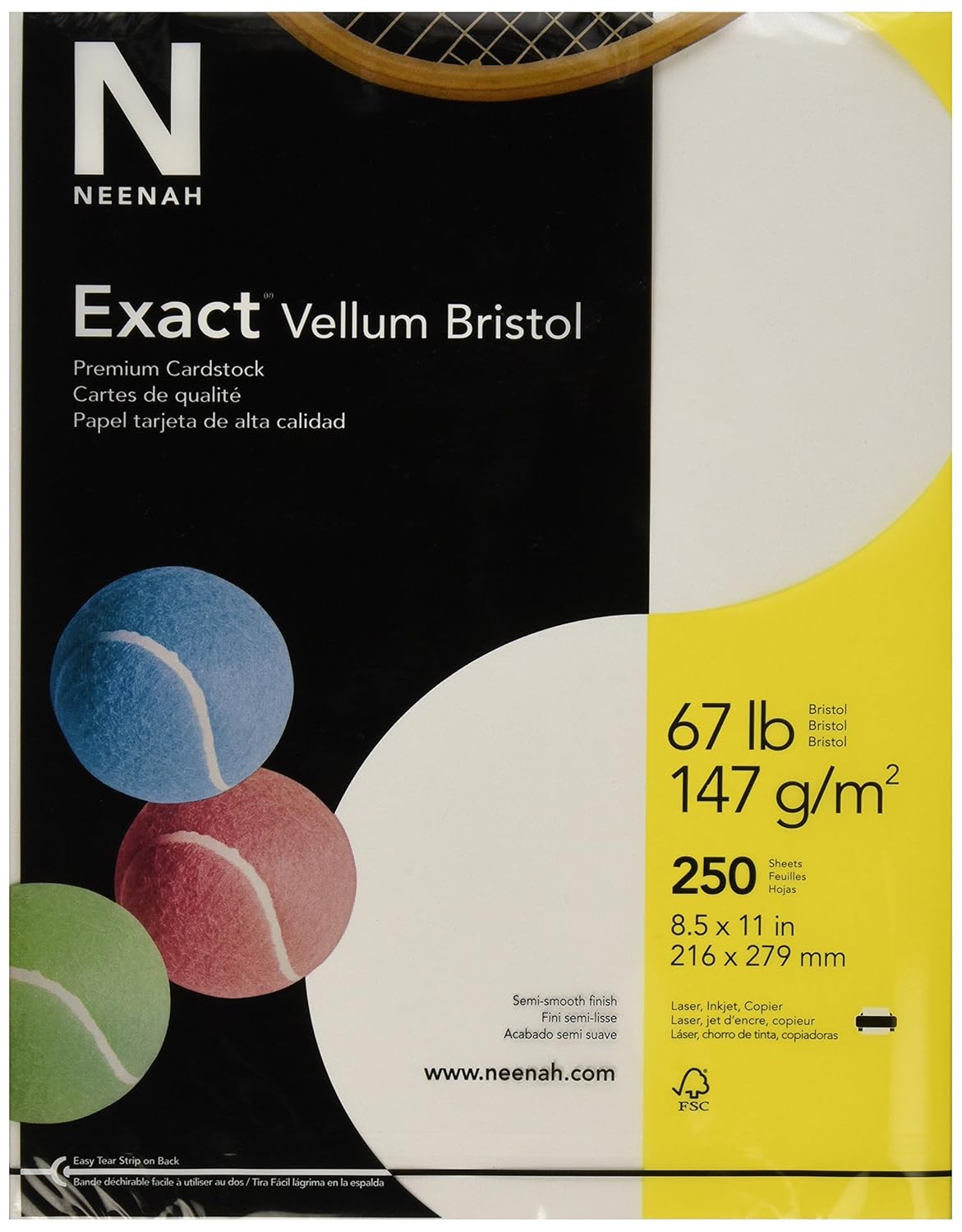 Exact 80218 Vellum Bristol Paper, 8-1/2" x 11" Size, 2" Height, 8.5" Width, 11" Length, White (Pack of 250): Industrial & Scientific