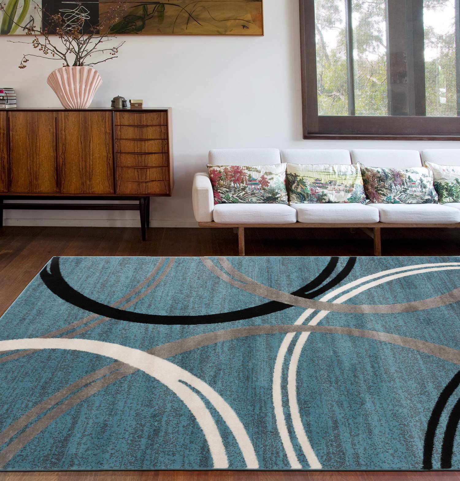 Rugshop Modern Wavy Circles Design Area Rug 5' 3