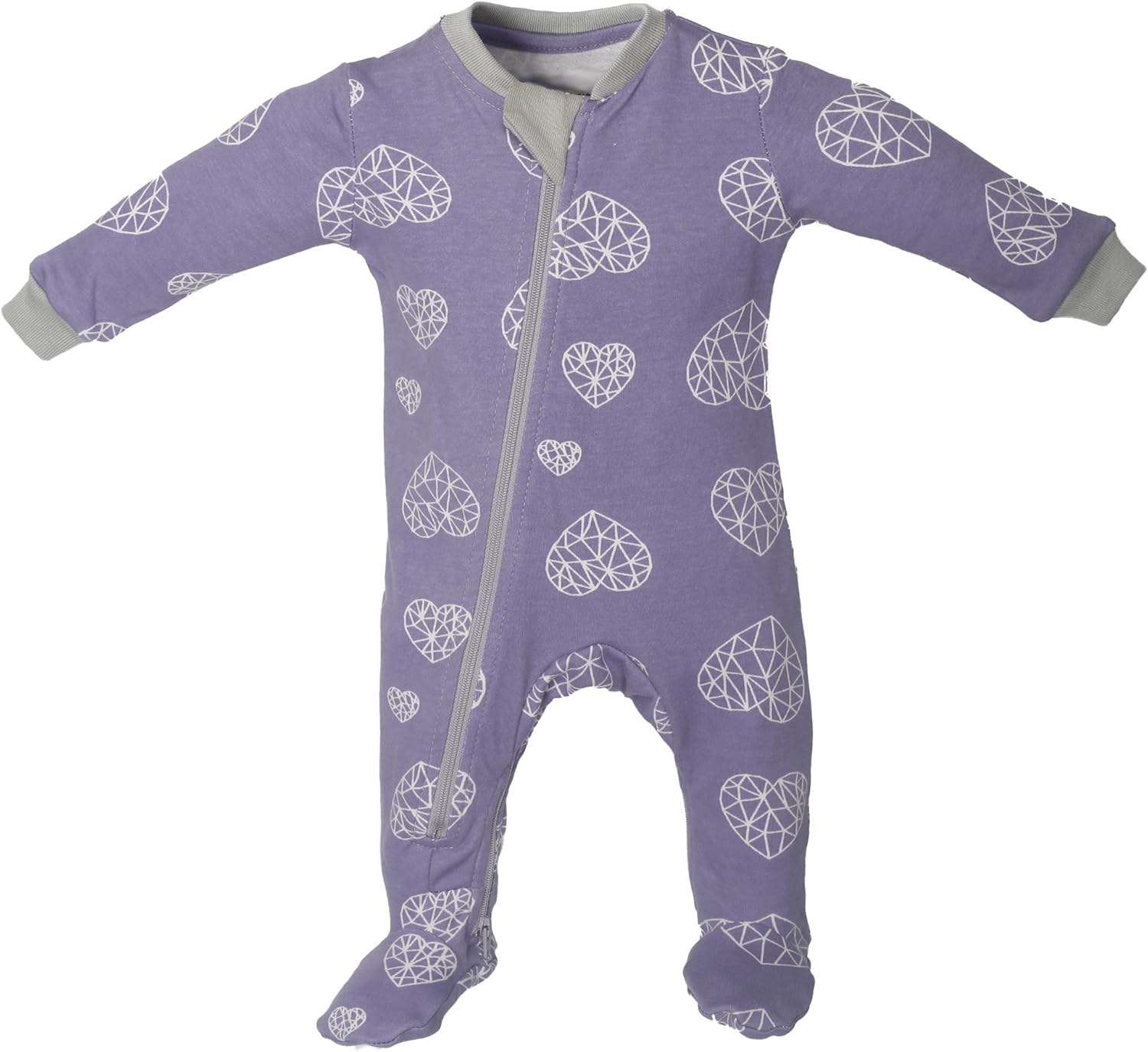 ZippyJamz Organic Baby Footed PJs w/Inseam Zipper Heartbreaker (1824