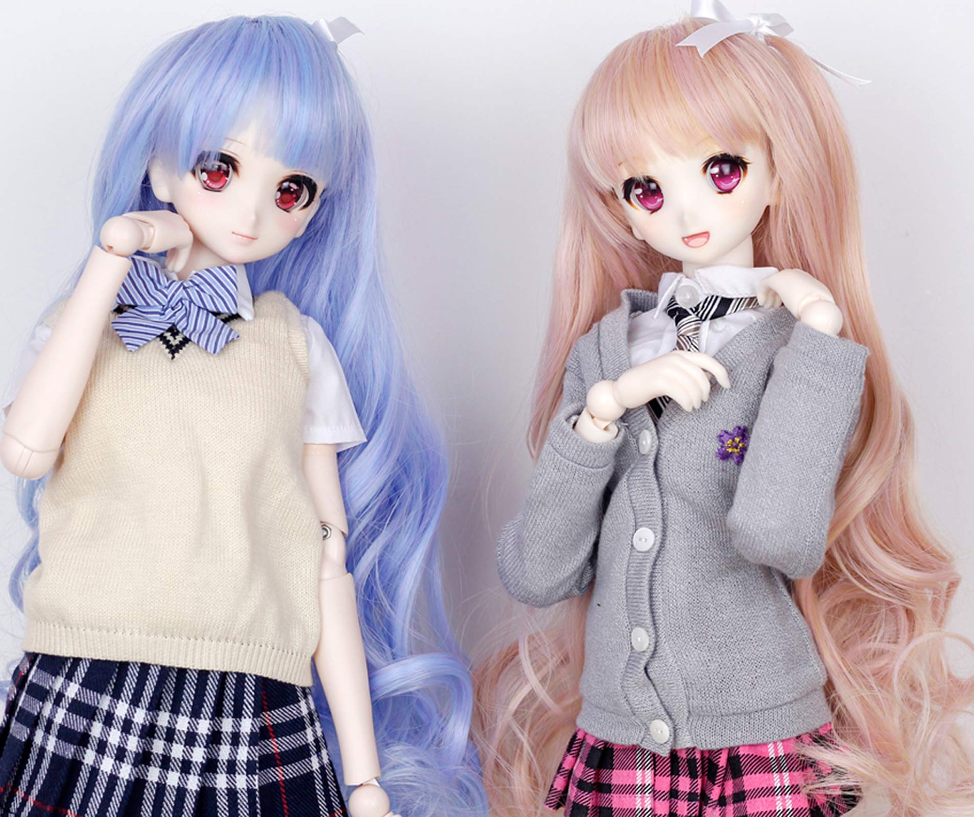 Wigs Only 8-9 inch 1/3 BJD Wig Doll Hair SD DZ DD DOD Wig (Blue)