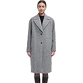 IKAZZ Women's Warm Trench Coat, Long Winter Fall Classic Notch Lapel Single-Breasted Peacoat Casual Overcoat