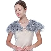Women Viking Faux Fur Curved Collar Mantle Shawl Warp Warrior Cape Cosplay Halloween LARP Party Costume Accessory
