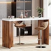 Tribesigns Home Bar Unit, 55.12-Inch Bar Table with a Faux Marble Finished Tabletop, Modern Freestanding Mini Bar for Home Ki