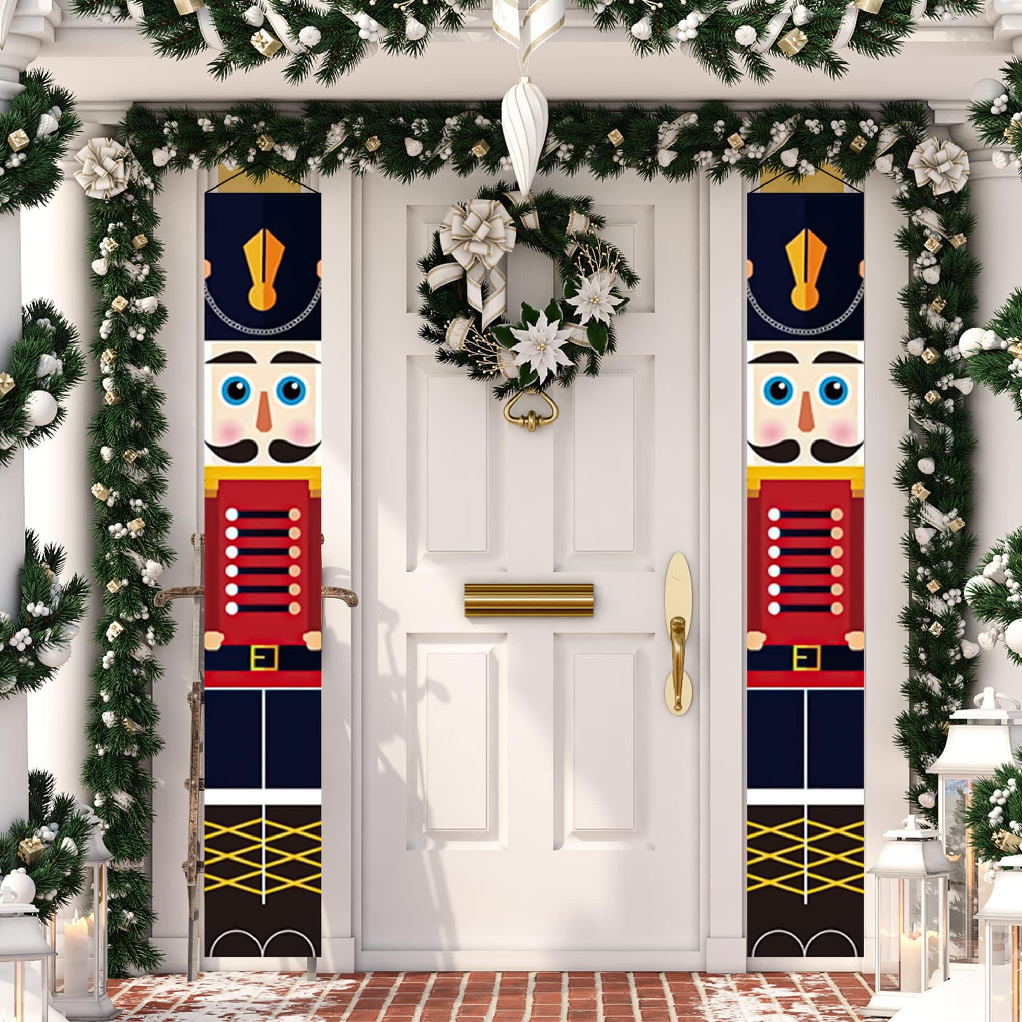 Festive Fix Life Size Nutcracker Christmas Banners – Set of 2 5ft Christmas Door Decorations, Waterproof & Fade-Resistant Outdoor Xmas Decor, Nutcracker Soldiers for Porch or Wall Display