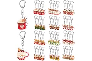 Huquary 48 Pcs Christmas Keychains Gifts Bulk Christmas Crafts Pendants Tree Decor Hanging Ornament for Winter